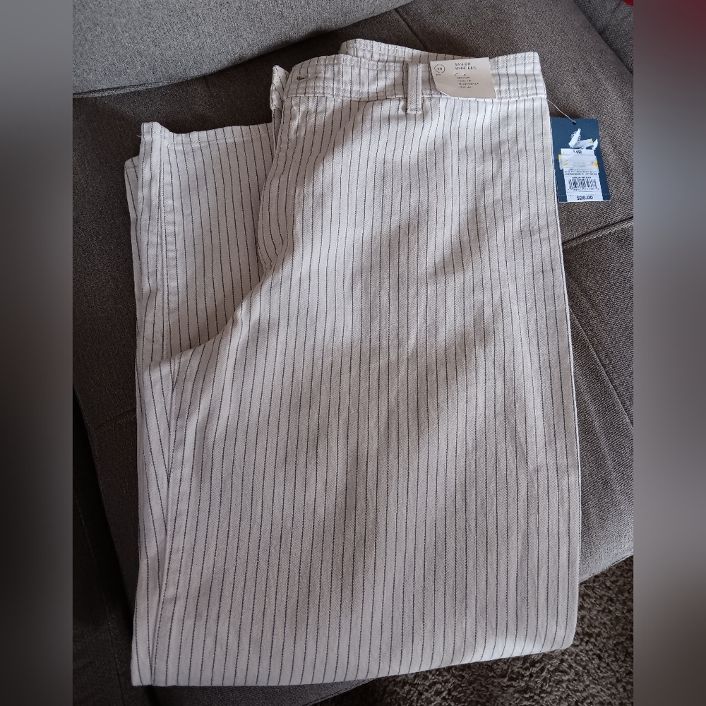 Pin Striped Wide Leg Denim Jeans NWT